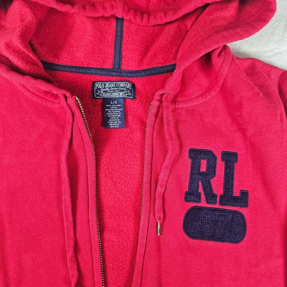 Ralph Lauren Polo Jeans Company Fleece Full-Zip Hoodie Women's Size Large - Picture 3 of 6